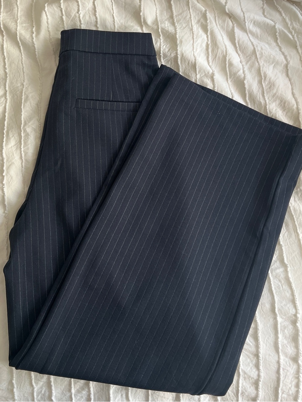 Navy and White Striped Trousers